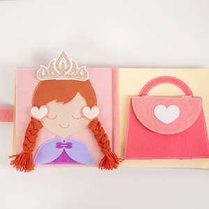 USA, Busy Book, Princess Dress Up, Felt busy book, Montessori busy book, gift for kids, Princess busy book, quiet book image 6