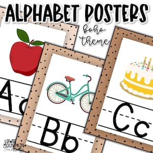 Alphabet Letter Posters Boho Classroom Decor Bulletin Board Alphabet Reference Posters