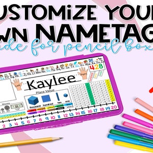 Name Plates for Pencil Boxes Fully Customizable for Individualization per Classroom or Students For Students Desks Reference Resource