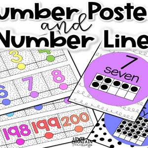 Recta numérica y carteles numéricos Rainbow Pastels