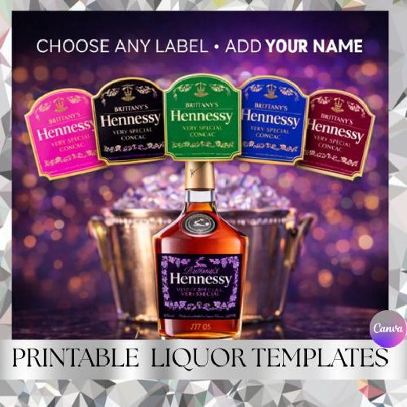 Birthday Liquor Bottle Label Template Editable Sticker Canva Design