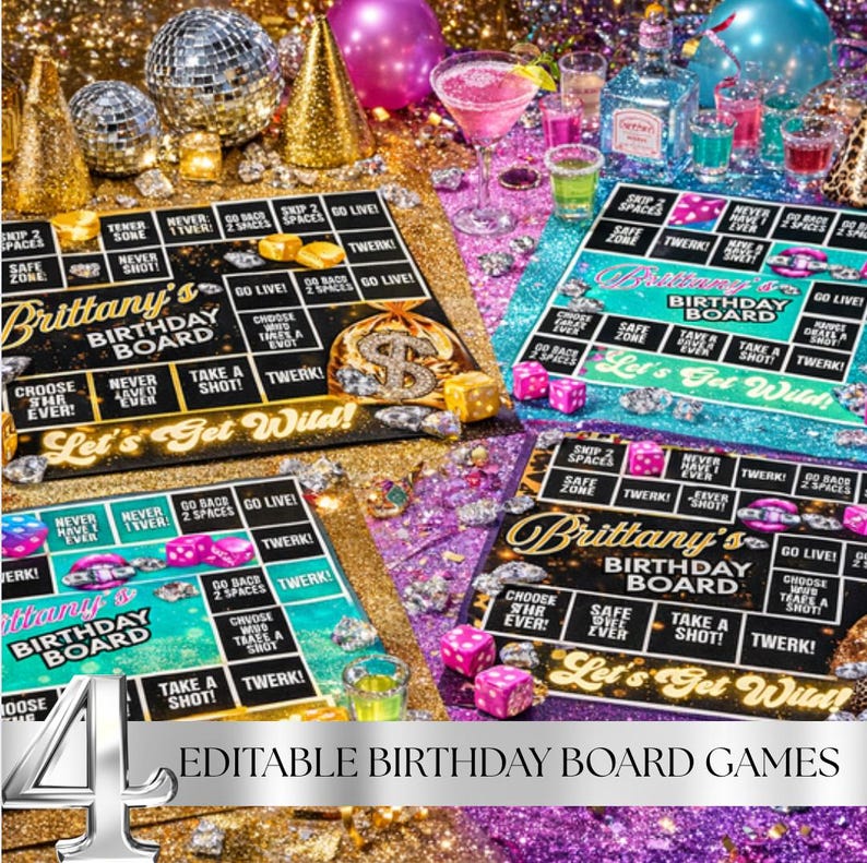 Birthday Board Game Board Game Party Canva Template Editable ...