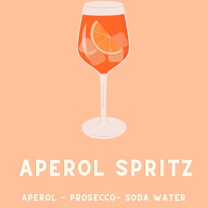 Aperol Spritz Poster, Cocktail Poster, Digital Download