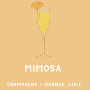 Mimosa Poster, Cocktail Poster, Digital Download