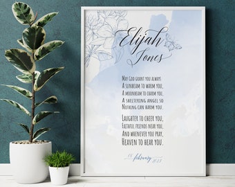 Christening Gift Boy, Personalized printable, Baby Boy Gift, Nursery Wall Decor, Nursery Wall Art, Dedication Gift, Bible Verse Gift
