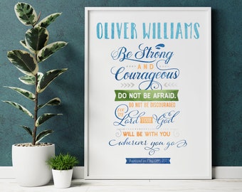 Baptism Gift Boy, Personalized printable, Baby Boy Gift, Nursery Wall Decor, Nursery Wall Art, Dedication Gift, Bible Verse Gift
