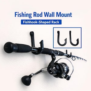 Fishing Rod Wall Mount – Fishhook‑Shaped Rack, PLA Fishing Pole Holder, Minimalist Wall Display for Anglers