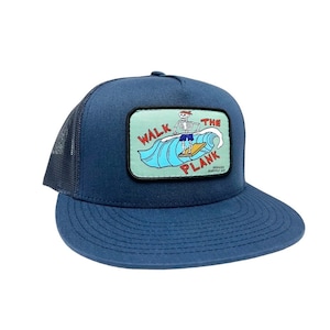 Casquette de surfeuse Skeleton : casquette de longboard rétro bleue en velours côtelé
