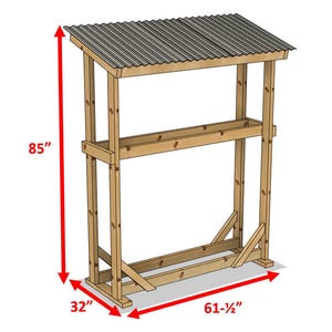 Firewood Storage Shed Rack Plans (7ftx3ftx5ft) DIY Woodworking Easy Build