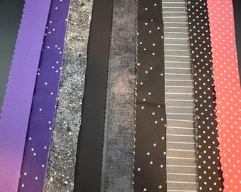 Fabric Quilt Binding SOLD by the YARD:  Black/Grey/Purple colors - Swipe to see options.