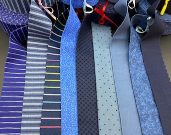 Fabric Quilt Binding SOLD by the YARD: BLUES - Swipe to see options