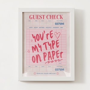 Póster de papel con cita vintage en rosa y azul: "Eres mi tipo".