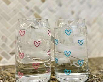 COLOR CHANGE VINYL: Glass Beer Can Cups w/bamboo lid & glass straw