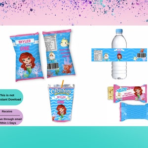 Mermaid  Bundle Party | Ocean Party | Kids Birthday | Labels Treat Ariel | treat Favors | Under The Sea | mermaid inspiration Labels