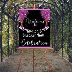 Sneaker Ball Welcome Sign - Sneaker Ball Birthday -Sneaker Ball Purple Party- Sneaker Ball Welcome Poster - Reception poste - Printable -