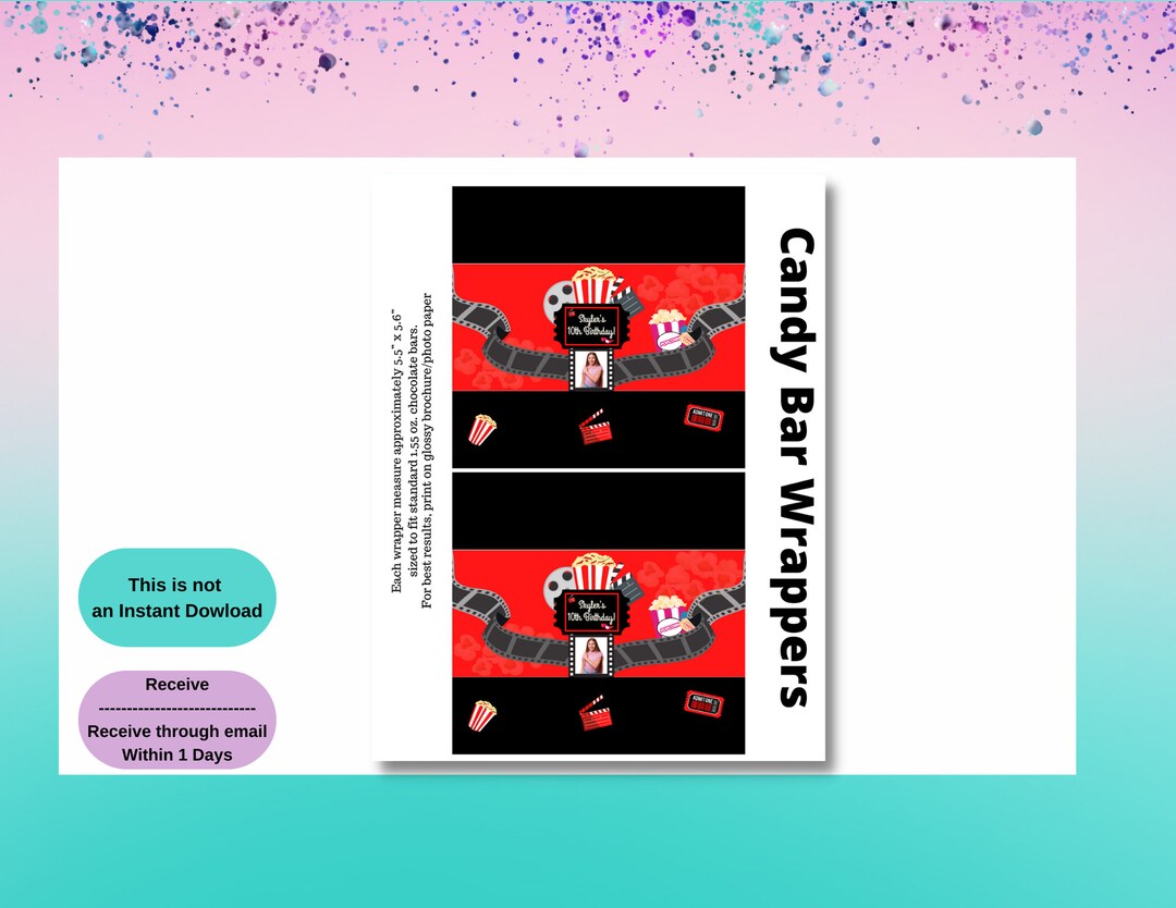 Movie Night Candy Bar Movie Template Movie Party Favors - Etsy