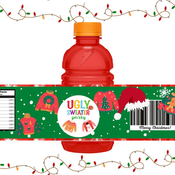 Ugly Sweater Sport Drink - Ugly christmas sweater -Ugly Sweaters Treat -Ugly Sweaters Decor -  Holiday - Winter Sweater -  Funny Christmas -