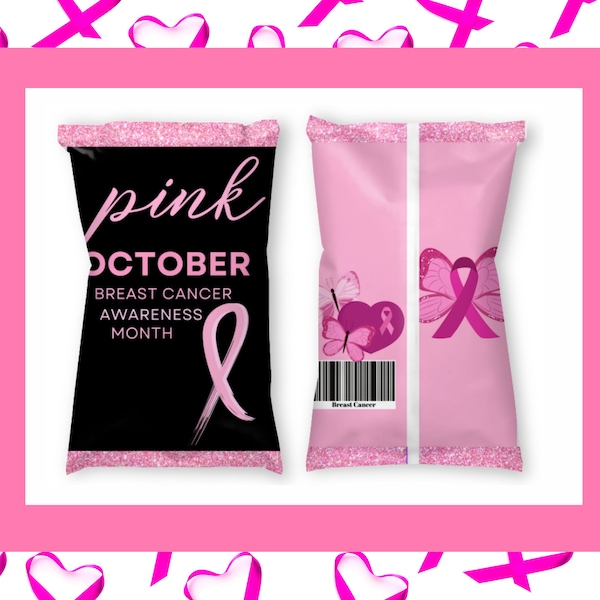 Breast Cancer Awareness Chip Bag -  Breast Cancer Chip Bag -  Cancer Awareness- Pink labels-Fight Cancer-Pink Awareness- Awareness