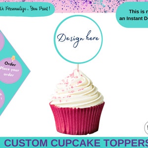 Custom Cupcake Topper - Party Favors custom - Cupcake Topper Any Desing -  Any Desing -Cupcake Topper -Custom Birthday kids