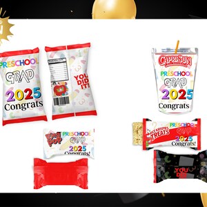 Preschool Graduate Bundle Treat | Graduation Chip Bag | Graduation Juice Punch|   Graduation Rice Cookies s | Grad Favors |Graduate 2025