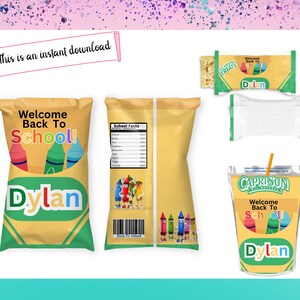 Back to School Treat Labels - Back to School  Chip bag -  Back to School  Labels ,  Back to School  Water -Welcome Back to School Gift