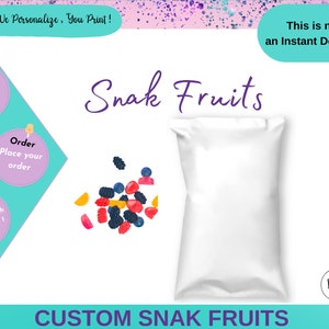 Custom Fruit Snack  Labels, Party Favors custom , Custom Any Desing ,Printable,Water labels Any Desing , Custom Favors Party ,Printable