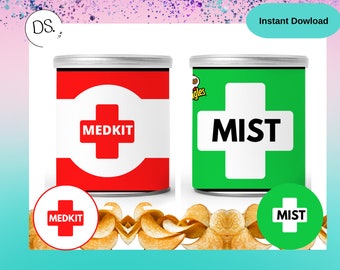 Gamer Mist Med Kit 1.3 oz Chip  ,Labels INSTANT DOWNLOAD Video Game Birthday Party Supplies - Gamer Party MedKit Labels ,Mist Med Kit