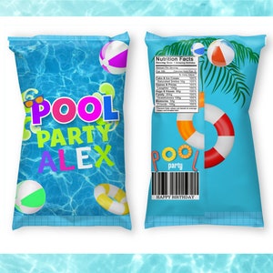Pool Party Chip Tasche - Pool Party Vorlage - Sommer Party Gastgeschenke - Pool Party Dekor - Pool Party- Pool Party Etiketten- Sommer Chip Tasche