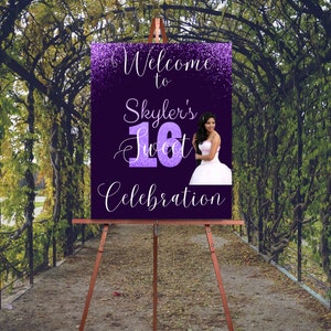 Sweets 16 Welcome Sign - Sign 16th Birthday -Sweets 16 Party- Sweets 16 Welcome Poster - Reception poste - Party Printable - Welcom Sign