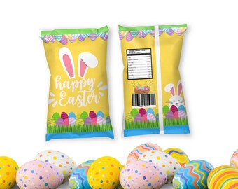 Easter Chip Bag - Easter  Template - Easter  Party Favors - Easter Party Decor - Easter Chip Bag -Easter Chip Bag Yellow-Easter Treat Gift