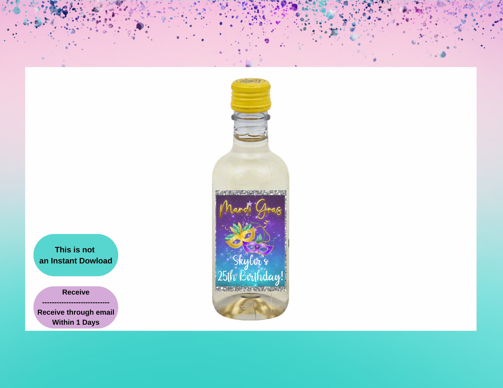Mardi Grass Mine Wine - Mardi Grass Template - Mardi Grass Party Favors - Mardi Grass Party Decor - Mardi Grass Mine Wine