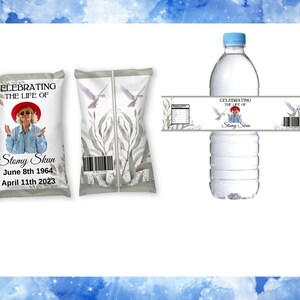 Funeral Bundle Treat Labels , Funeral Chip Bag, Water Bottle Labels ,In Loving Memory Memorial Favor, Funeral Water Labels ,