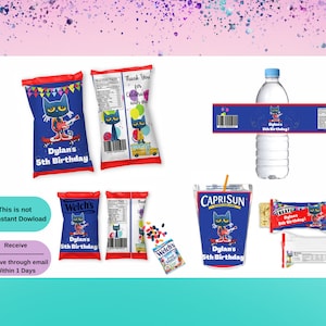 Blue Cat Inspiration Birthday Bundle | Pete Cat Party | Kids Birthday | Party Favors | treat Favors | The Cat inspired | Blue Cat Treat
