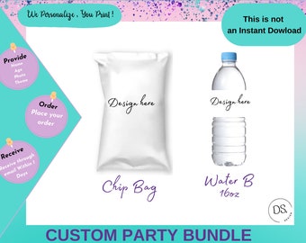 Custom Party Bundle Set, Custom Party Favors, Custom Birthday Labels, Custom Party Labels, Custom Party Treats, Digital Download