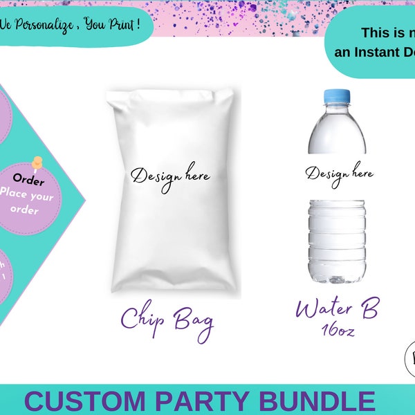 Custom Party Bundle Set, Custom Party Favors, Custom Birthday Labels, Custom Party Labels, Custom Party Treats, Digital Download