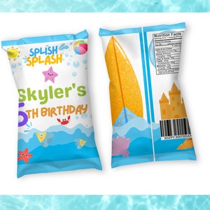 Pool Party Chip Bag -Wasserpark Party -Wasserpark Gastgeschenke-Sommer Wrappers -Bevorzugung Schwimmen-Splish Splash Birthday -Chip Bag -Chip Bag Sommer