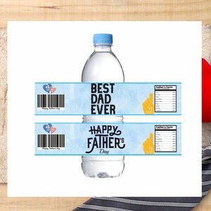 Father&#39;s Day Water Bottler Labels - Happy Father&#39;s Day Template - Dad Party Favors - Father&#39;s Day Party Decor - Father&#39;s Day Water