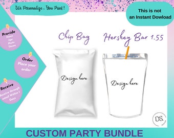 Custom Party Bundle Set, Custom Party Favors, Custom Birthday Labels, Custom Party Labels, Custom Party Treats, Digital Download