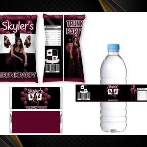 Trunk Party 2025 Bundle - Graduation Party-College Bound Treat- Chip Bag Trunk Party-Trunk Party Wrappers - Trunk Party Water-burgundy