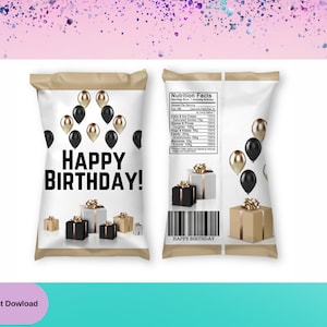 Happy Birthday Chip Bag -Birthday Party -Happy Birthday Favors- Chip Bag Birthday - Birthday Treat - Birthday Labels - Birthday Decor