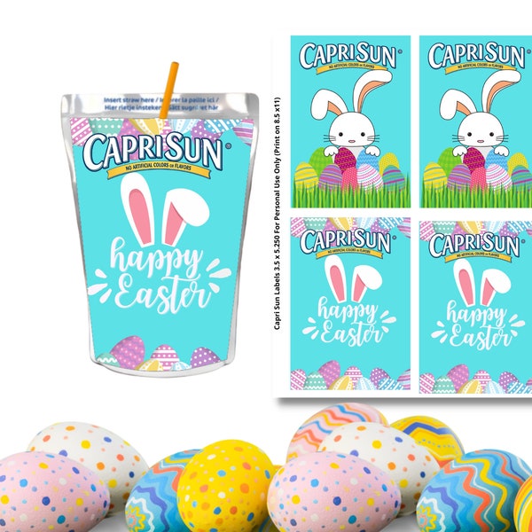Easter Juice Pouch- Easter Template - Easter Party Favors - Easter Party Decor - Easter Juice Pounch -Easter Juice -Easter Treat Gift