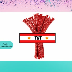 TNT Wrapper TNT Labels Pixelated Mine Theme Favors Mining ,Video Games Party , Gamers Labels ,Candy labels birthday