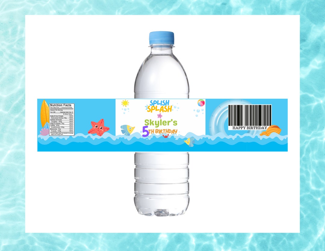 Water Pool Label Pool Party Water Bottler Label S- Waterpark Party -waterpark Favors ...
