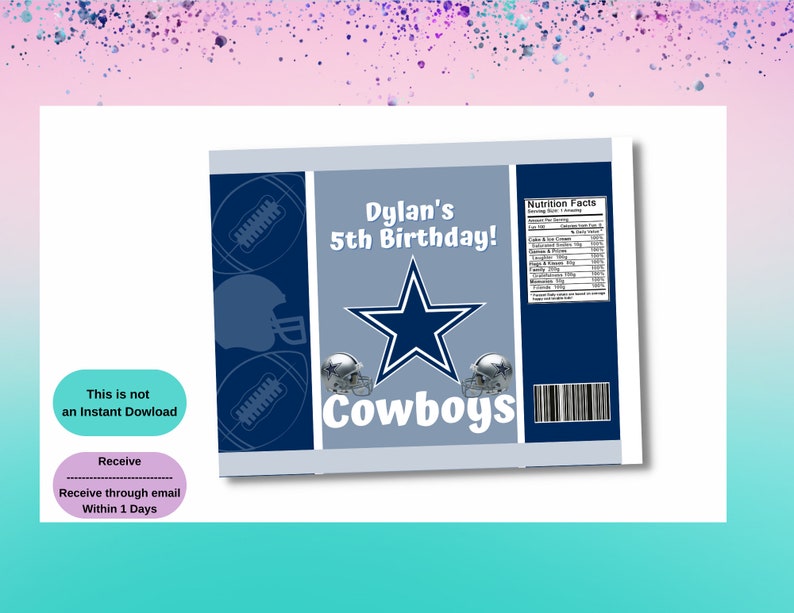 Dallas Birthday Bundle Treat Cowboys Chip Bag Football Etsy