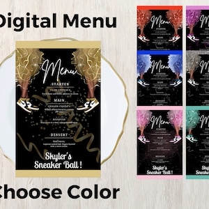 Sneaker Ball Menu , Menu templates, Birthday treat Menu labels, Sneaker Ball Treat ,  Sneaker Ball Menu ,  Sneaker Ball Labels, Choose Color