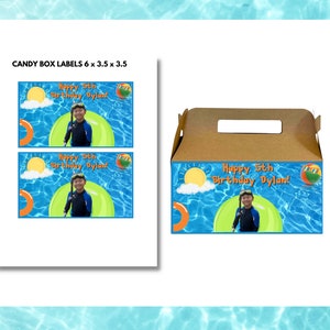 Pool Party Gable Box Labels-Pool box Candy Labels -Summer Birthday-Pool Party Labels - Summer  Favors- Pool Themen