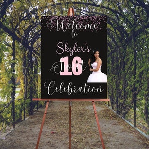 Sweets 16 Welcome Sign - Sign 16th Birthday -Sweets 16 Party- Sweets 16 Welcome Poster - Reception poste - Party Printable - Welcom Sign