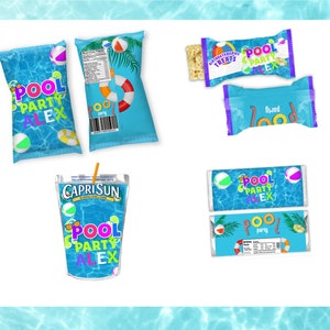Pool Party Bundle Etiketten- Pool Candy Bar - Sommer Geburtstag- Pool Party Etiketten - Sommer Gastgeschenke- Pool Themen- Pool Party Chip Bag- Pool Party