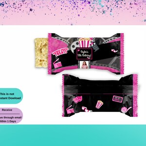 Movie Night Rice Cookies - Movie Template - Movie Party Favors - Movie Party Decor - Movie Rice Cookies  Labels - Movie  Treat Party