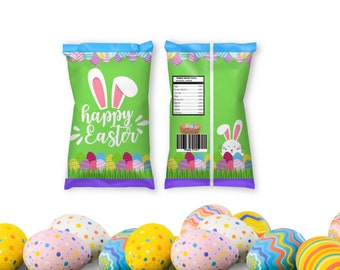 Easter Chip Bag - Easter  Template - Easter  Party Favors - Easter Party Decor - Easter Chip Bag -Easter Chip Bag Green-Easter Treat Gift